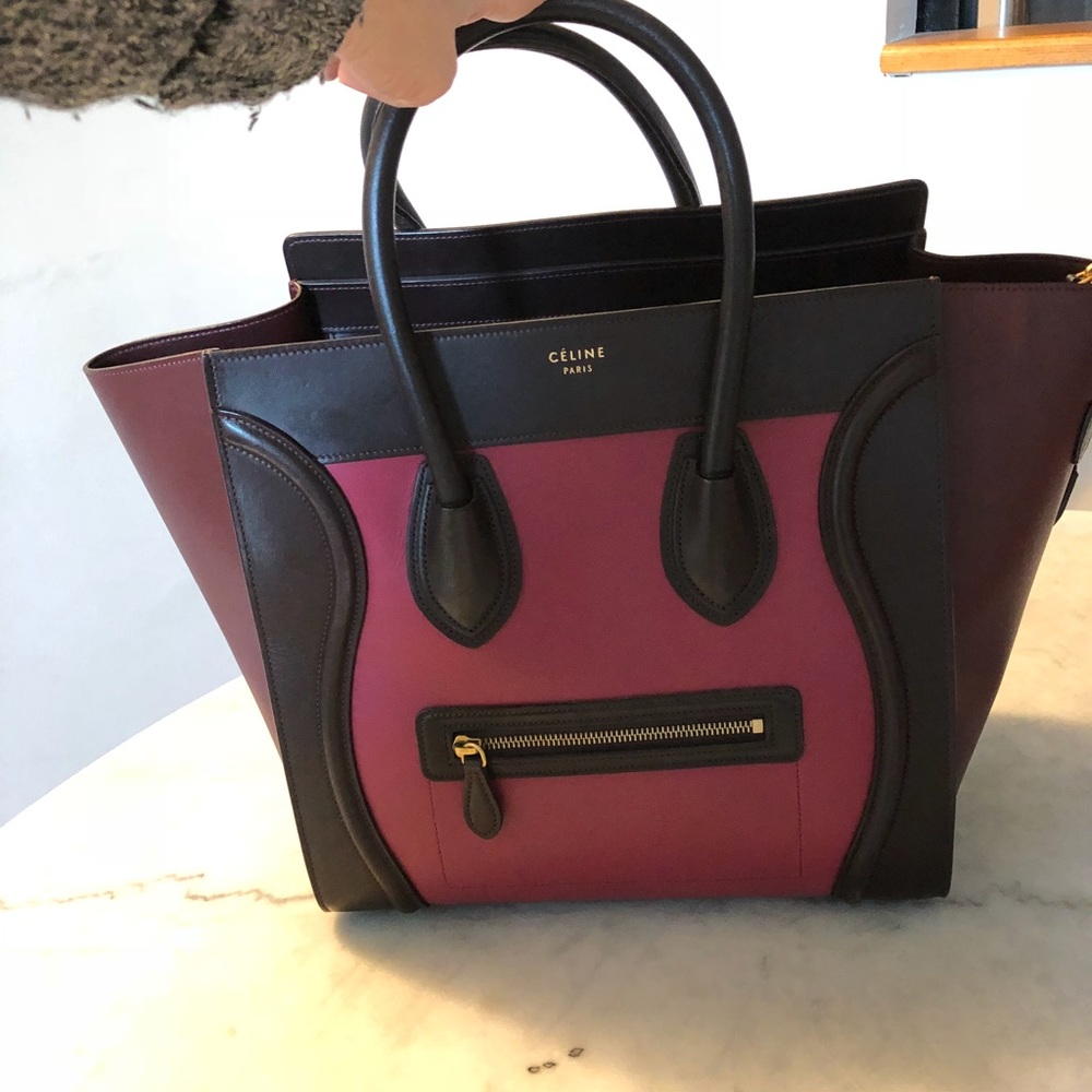 Authentic Celine mini luggage in tricolor orchid